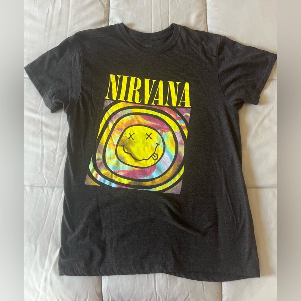 Grey tee with Nirvana design